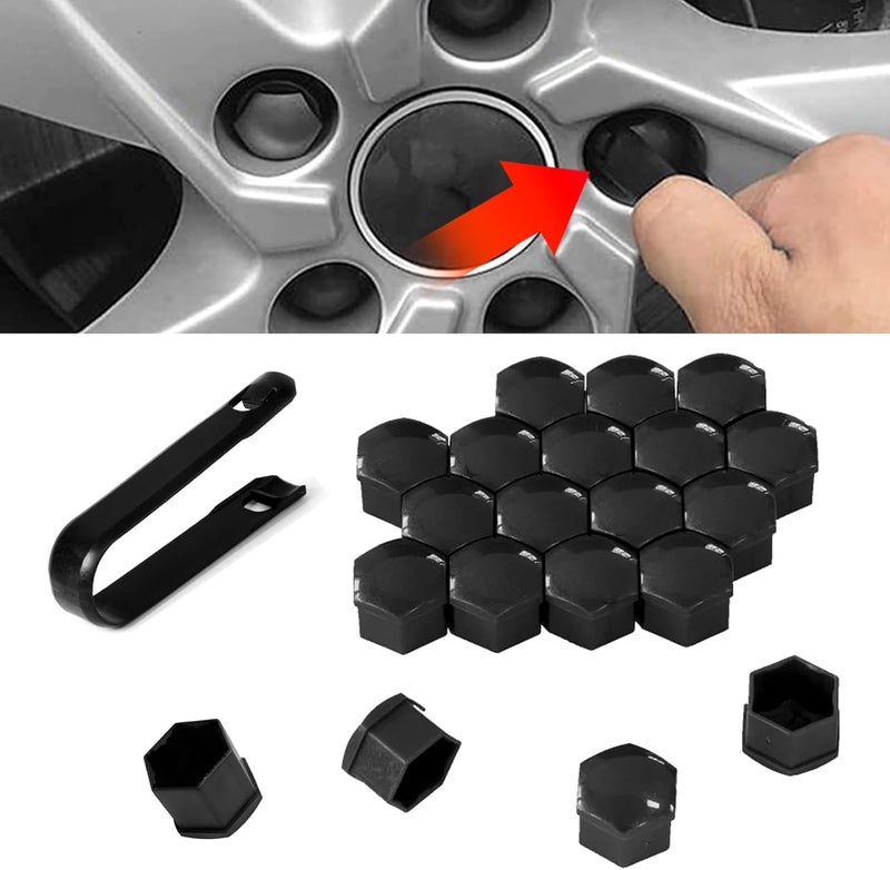 SamWinGear 20PCS Black Lug Nut Covers 19mm Hexagonal Lugnut Cover for Tesla, Car Wheel Center Bolt Nut Caps with Clip Removal Tool Universal Auto Hub Exterior Decoration Protective Cover(19mm/0.74In) - Image 1